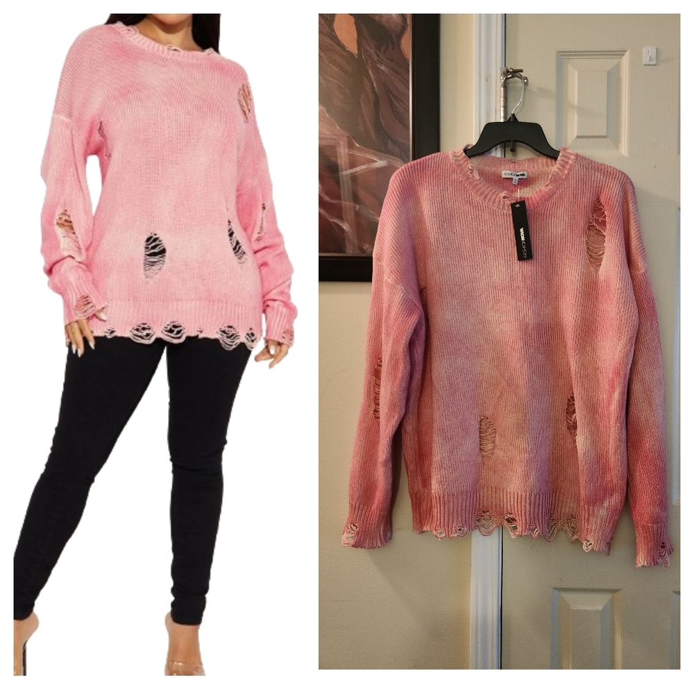 Fashion Nova Oversized Distressed Sweater